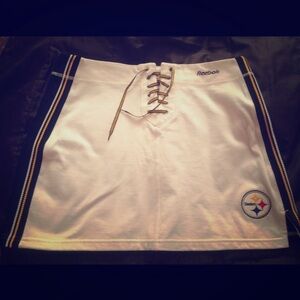 Reebok White Mini Skirt with Black and Gold Accents